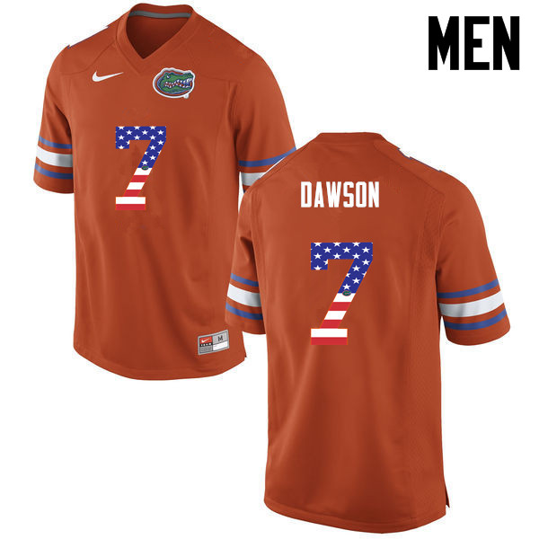 Men Florida Gators #7 Duke Dawson College Football USA Flag Fashion Jerseys-Orange - Click Image to Close